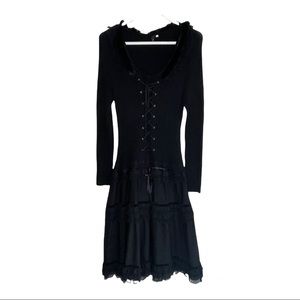 Black XL Natalia Midi Long-sleeve Dress